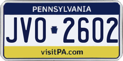 PA license plate JVO2602