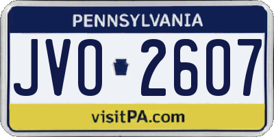 PA license plate JVO2607