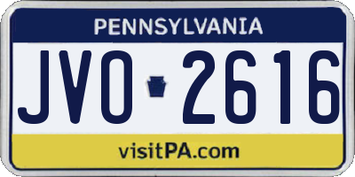 PA license plate JVO2616