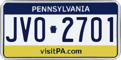 PA license plate JVO2701
