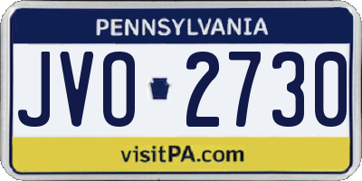 PA license plate JVO2730