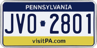 PA license plate JVO2801