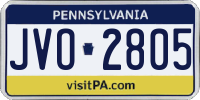 PA license plate JVO2805