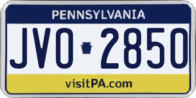 PA license plate JVO2850