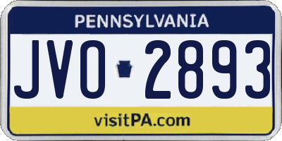 PA license plate JVO2893