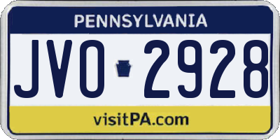 PA license plate JVO2928