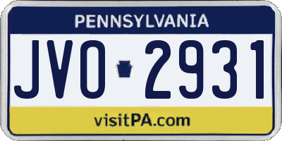 PA license plate JVO2931