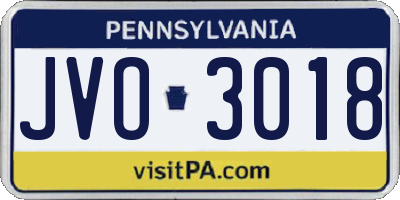 PA license plate JVO3018