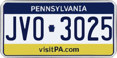 PA license plate JVO3025