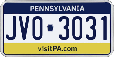 PA license plate JVO3031