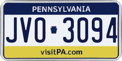 PA license plate JVO3094