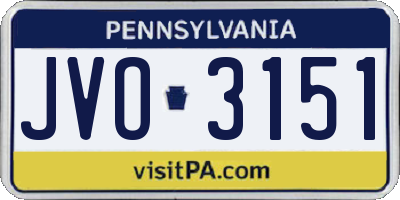 PA license plate JVO3151
