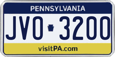 PA license plate JVO3200