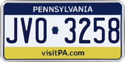 PA license plate JVO3258