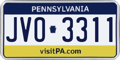 PA license plate JVO3311
