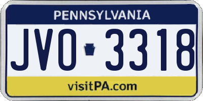 PA license plate JVO3318