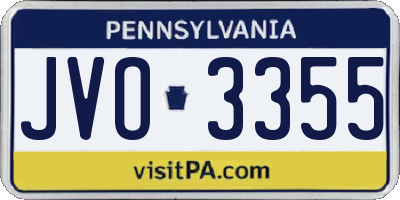 PA license plate JVO3355