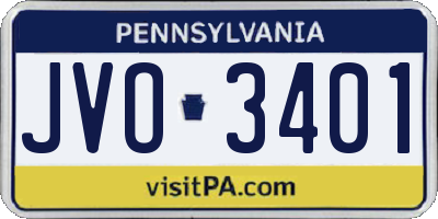 PA license plate JVO3401