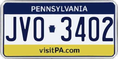 PA license plate JVO3402