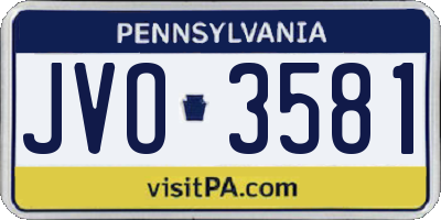 PA license plate JVO3581