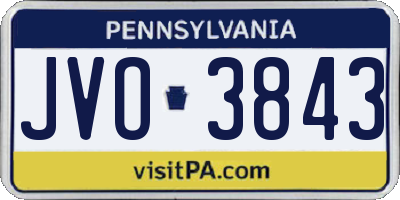 PA license plate JVO3843
