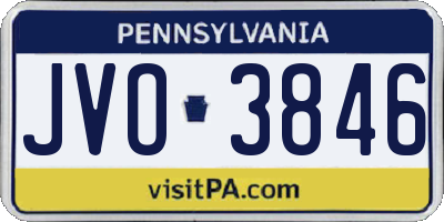 PA license plate JVO3846