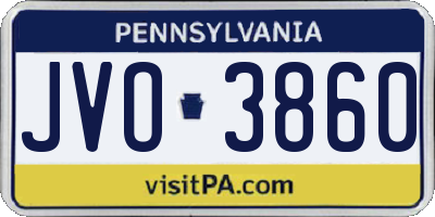PA license plate JVO3860