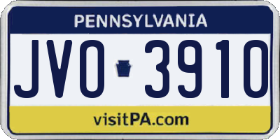 PA license plate JVO3910