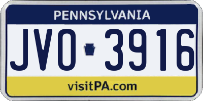 PA license plate JVO3916