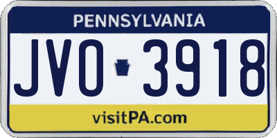 PA license plate JVO3918