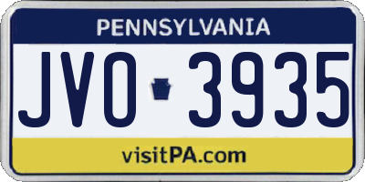 PA license plate JVO3935