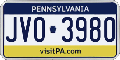 PA license plate JVO3980