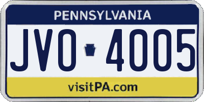 PA license plate JVO4005