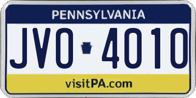 PA license plate JVO4010