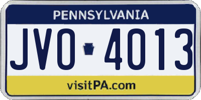 PA license plate JVO4013