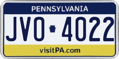 PA license plate JVO4022