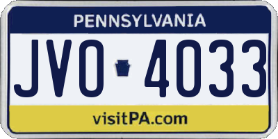 PA license plate JVO4033