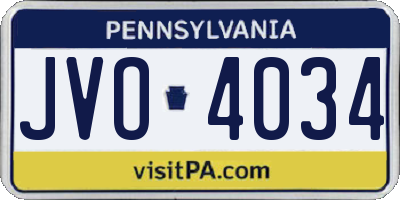 PA license plate JVO4034