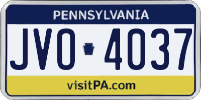 PA license plate JVO4037