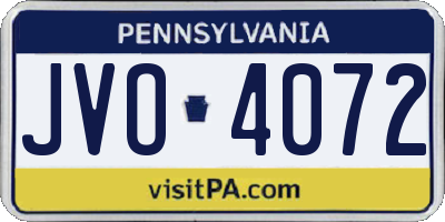 PA license plate JVO4072
