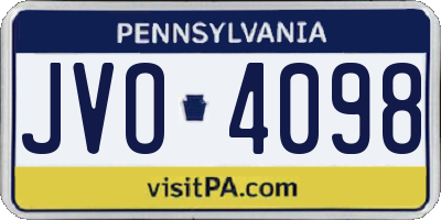 PA license plate JVO4098