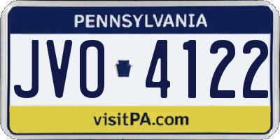 PA license plate JVO4122