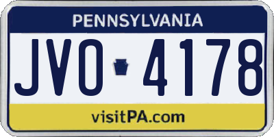 PA license plate JVO4178