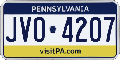 PA license plate JVO4207