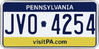 PA license plate JVO4254