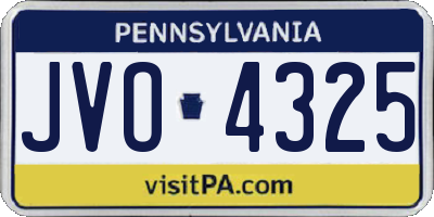 PA license plate JVO4325
