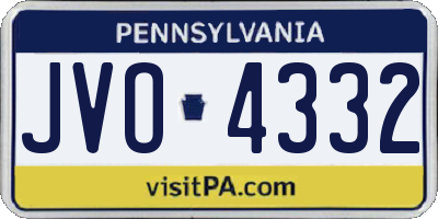 PA license plate JVO4332