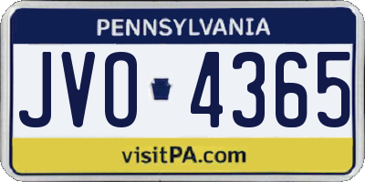 PA license plate JVO4365