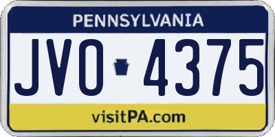 PA license plate JVO4375