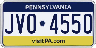 PA license plate JVO4550